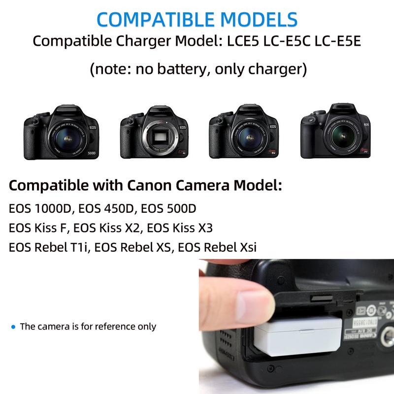 KUTOU LP-E5 Battery Charger LC E5 LC E5E for Canon EOS 1000D 450D 500D Kiss F X2 X3 Rebel T1i XS Xsi Cameras