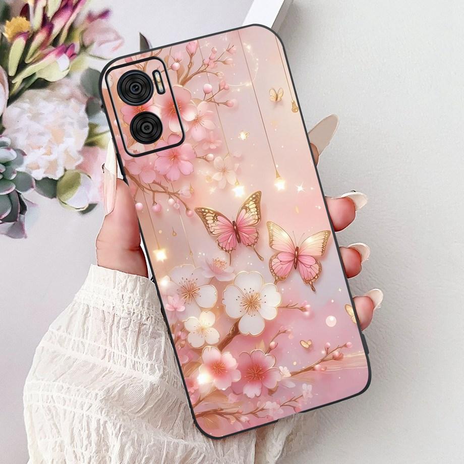Phone Case For Motorola Moto E22 E22i E22s Motorola E20 E30 E40 E13 E14 Luxury Girly Cartoon Cover Soft Matte Silicone Capa