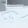 VICKY New Ultra-light Titanium Reading Optical Lenses Frame Women Simple Rimless Myopia Customized Prescription Glasses Men 6021