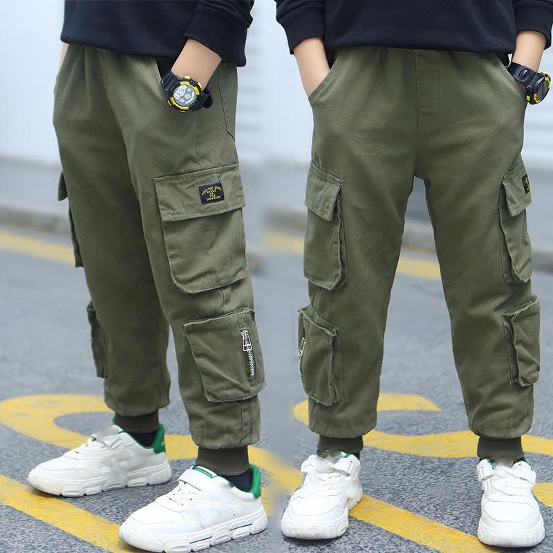 Boys' Pants Multi-Pocket Sweatpants Breathable Casual Loose and Comfortable Long Pants