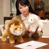 New Simulated Lion Stuffed Plush Toys Jungle Animal Brown White Lion Plushies Dolls Desktop Ornament Kids Favors Birthday Gifts