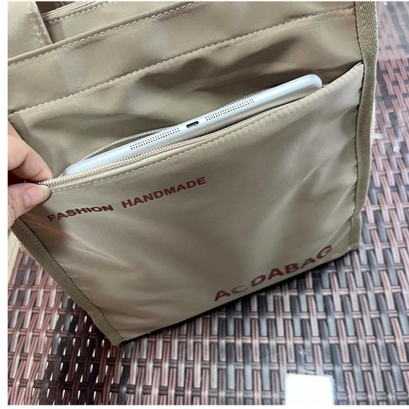 Casual Oxford Fabric Tote with Books Print and Side Pockets for Women and Students