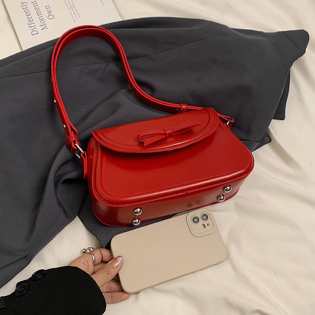 Women Small Underarm Bag Solid Color Casual Tote Handbag Girls Outdoor Daily Bag