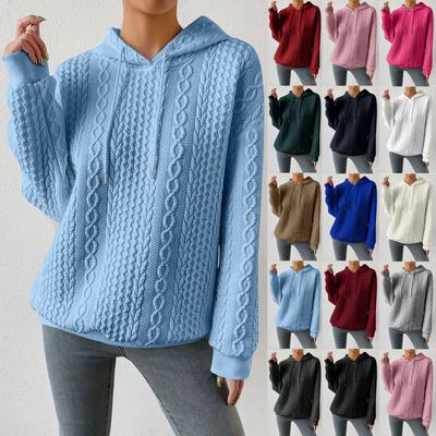 Damen-Kapuzenpullover, langärmelig, lässig, einfarbig, mit Kordelzug, Sweatshirts für Damen, Pullover