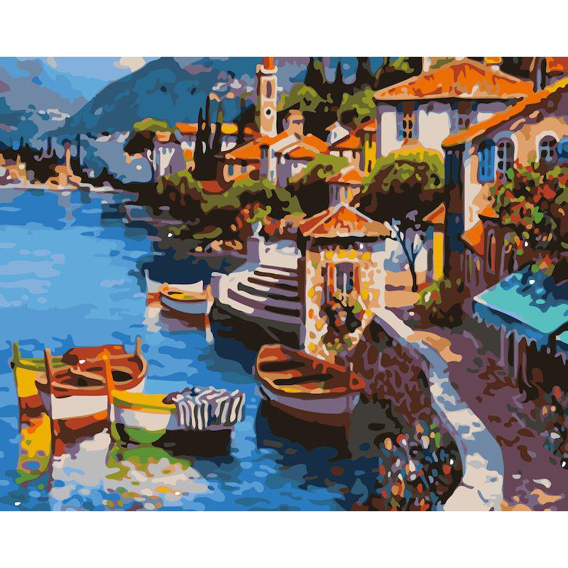 DIY Harbor Painting Kit - 40x50cm Digital Oil Painting Set