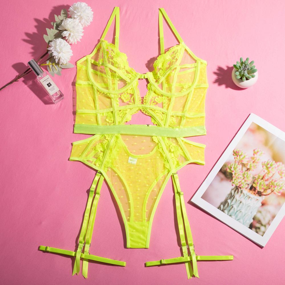 Toucheart Lace Sexy Skinny Babydoll Bodysuit Embroidery Erotic Private Adult Suit Solid Color Patchwork High Waisted Sexy Set