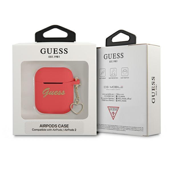Guess Gua2Lschsr Airpods 1/2 Cover Red/Red Silicone Charm Heart Collection