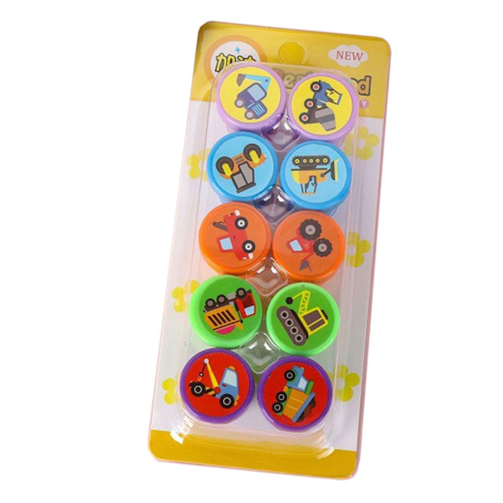 10Pcs Construction Vehicle Stamper Kid Educational Stamping Tool For Kid Art Craft Classroom Reward And Notebook Journal