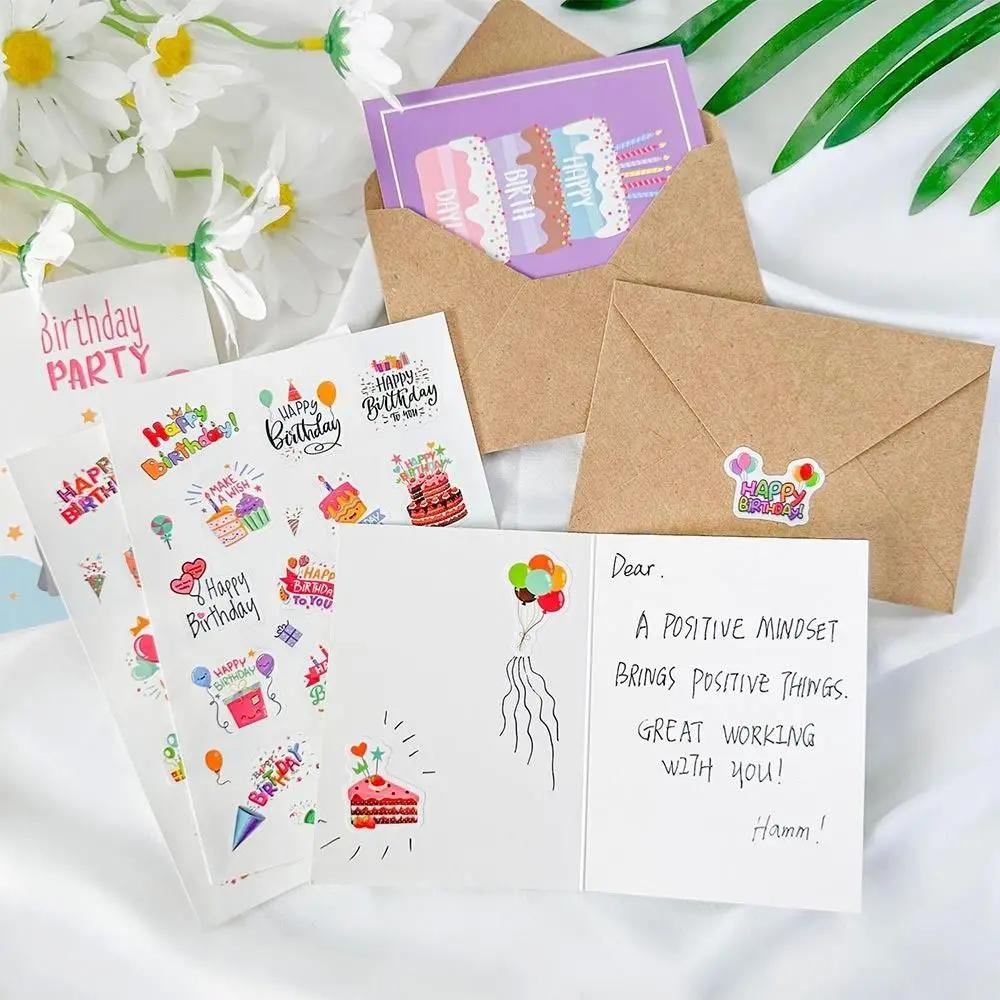 20PCS Mixed Pattern Birthday Greeting Cards Cartoon Paper Birthday Postcards with Envelopes with Stickers Happy Birthday Card