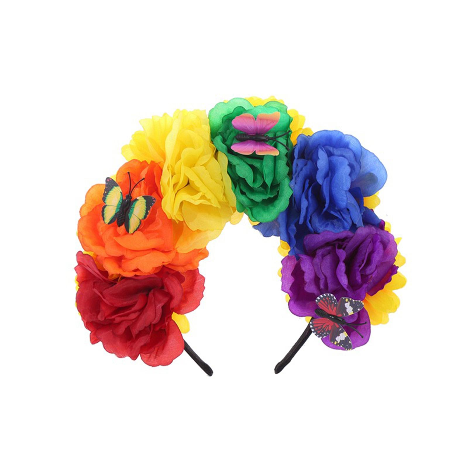 

Mexican Flower Crown Headband Party Costume Accessory Day of the Dead Headpiece Gothics Hair Accessories 3