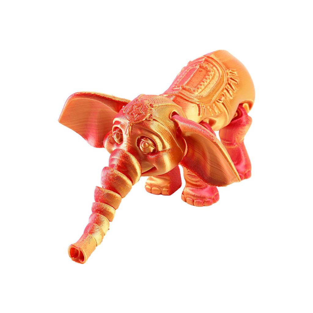 14.5cm Random Gradient 3D Printed Elephant Statue DIY Craft Animal Figurine with Movable Joint Elephant Ornament Tabletop Decor
