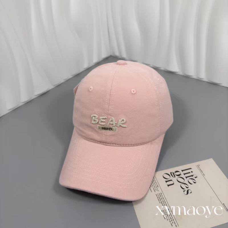 

Женская бейсболка в корейском стиле с вышивкой - Мягкий верх, козырек-утка, Универсальная солнцезащитная шляпа для весны и осени Adjustable (54-59 cm) розовый