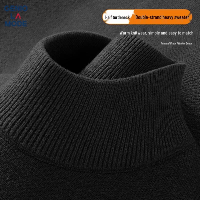 GENIOLAMODE Men's Fleece-Lined Mock Neck Sweater