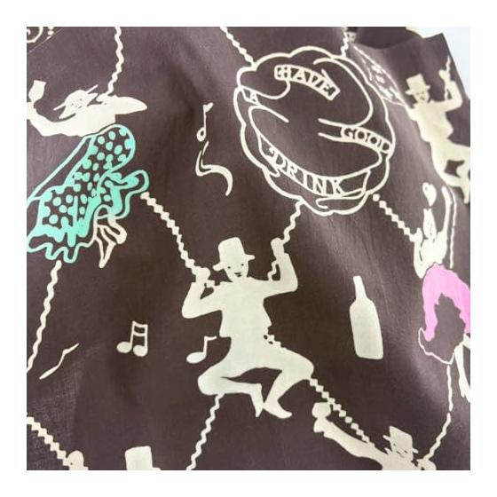 Tenugui Hand Towel - Stylish, Hand-Dyed Cotton 100%, Made in Japan, Traditional Craft "DRINK! DANCE! DRINK!" Collaboration with sunui (14788) -