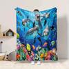 1Pc Oceanic Dolphins Fishes Blanket Soft And Comfortable Casual Warm Camping Travel Christmas Halloween Xmas Gift Em92410