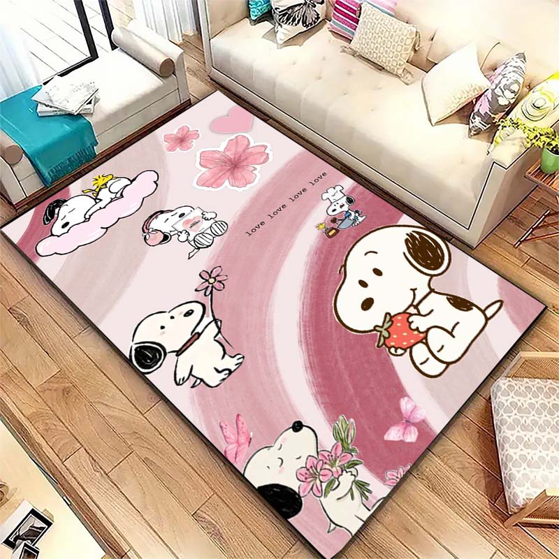 Snoopy Cartoon Print Rug Mat, Decorative Rug for Home, Bedroom, Bedside, Doormat, Bathroom Mat, Gift for Friends and Family.