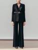 Women's Burgundy High-End Suit Set: Spring/Autumn 2025 Street Style with Wide-Leg Pants