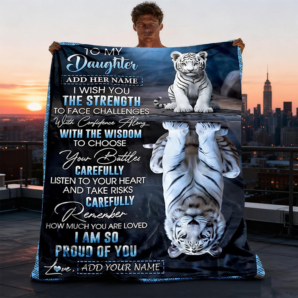 1pc Motivational Gift for Daughter Print Outdoor Blanket, Lightweight Polyester,