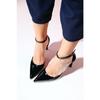 Sapatos de Salto Alto Femininos Boleyn de Couro Envernizado Preto com Bico Fino