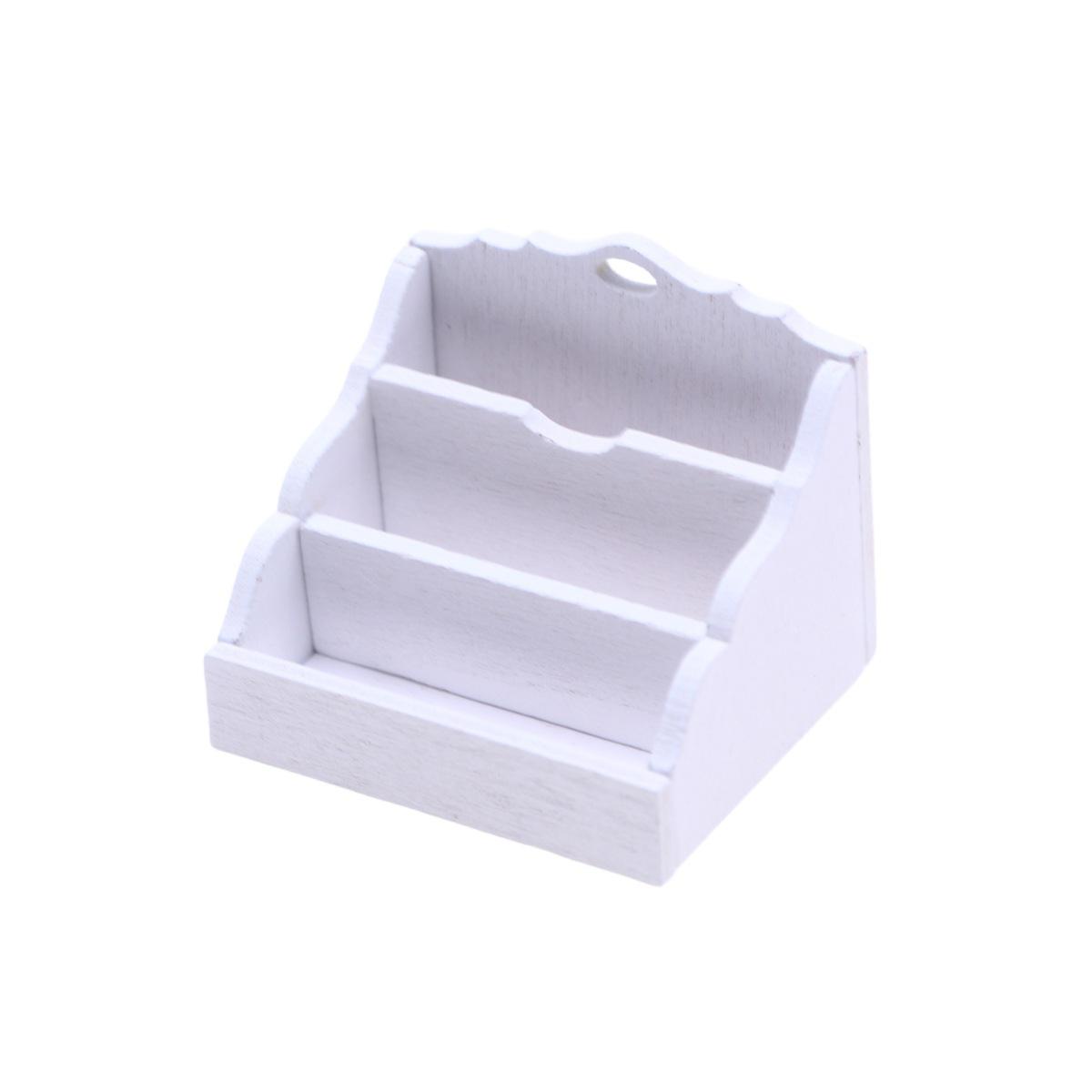 Dollhouse Miniature Wooden Study Room Storage Rack белый