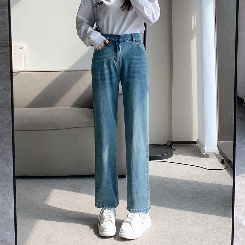 Women's Extra Large Wide Leg Pants, High Elasticity, 300-350 Jin, Plus Size, Spring/Autumn, Straight Leg.