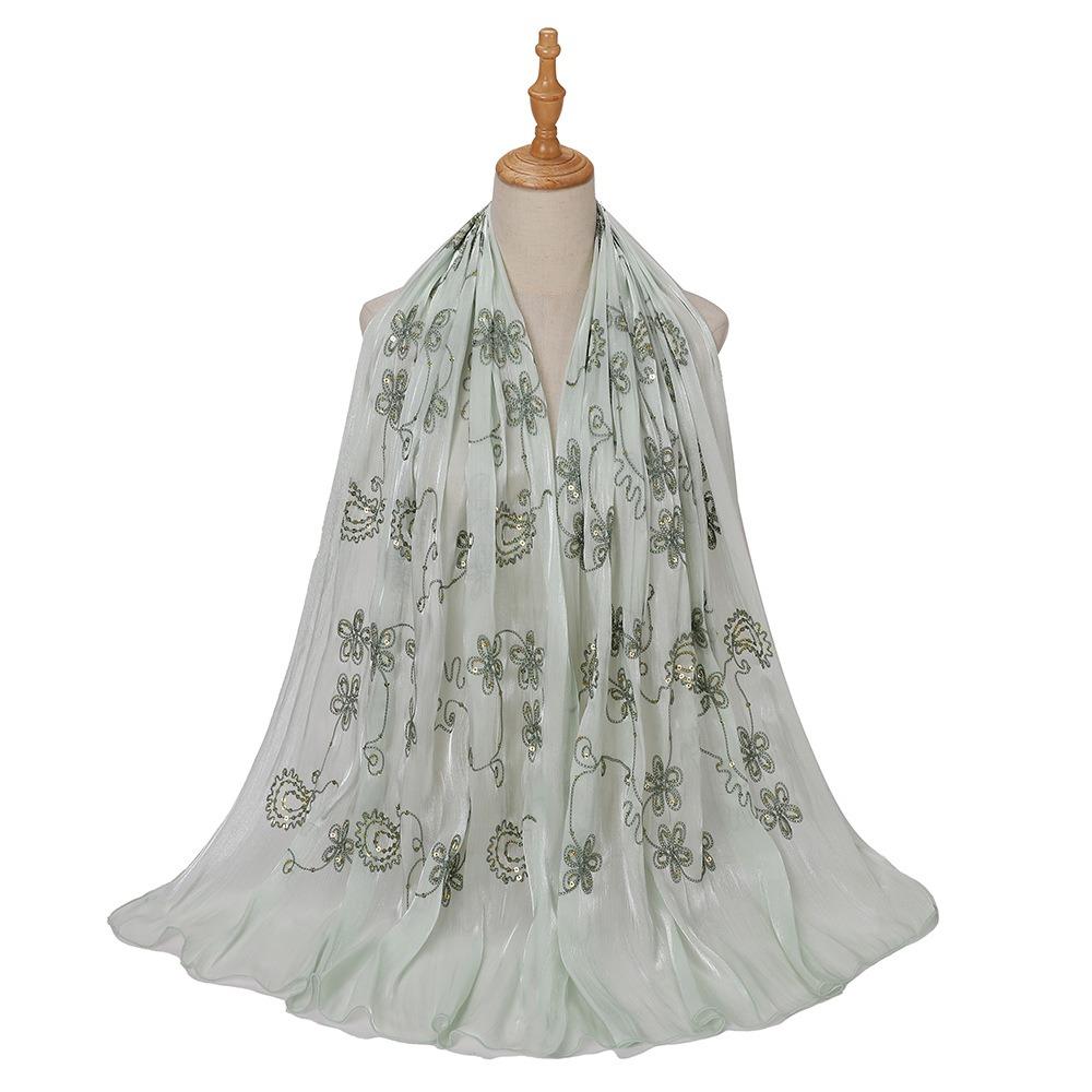 Shimmer Glitter Glitter Chiffon Shawl Elegant Pleated Glitter Shawl Flowy Hijab Shawl  for Women
