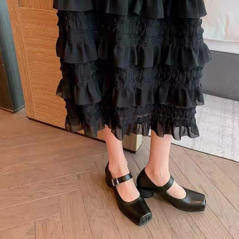 Designer Vintage Femei Mary Jane Pantofi Fashion Pantofi cu varf patrat Primavara Toamna Sandale elegante cu toc joase