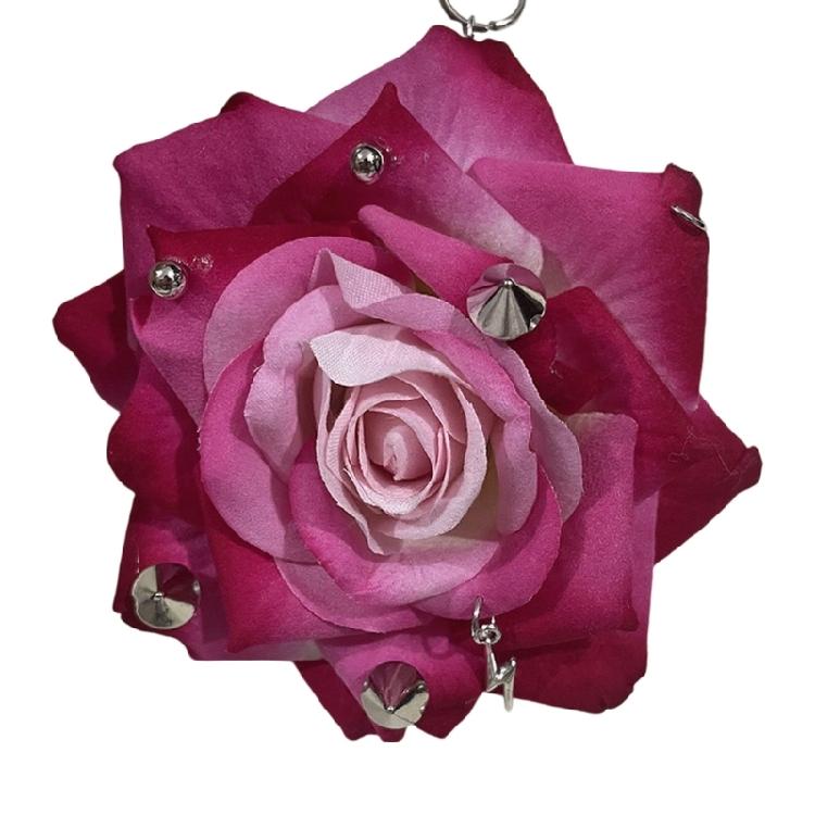 Modern Rose Keyring Studded Design With Sparkling Rivets Stylish Keychain For Everyday Carry or Special Occasion