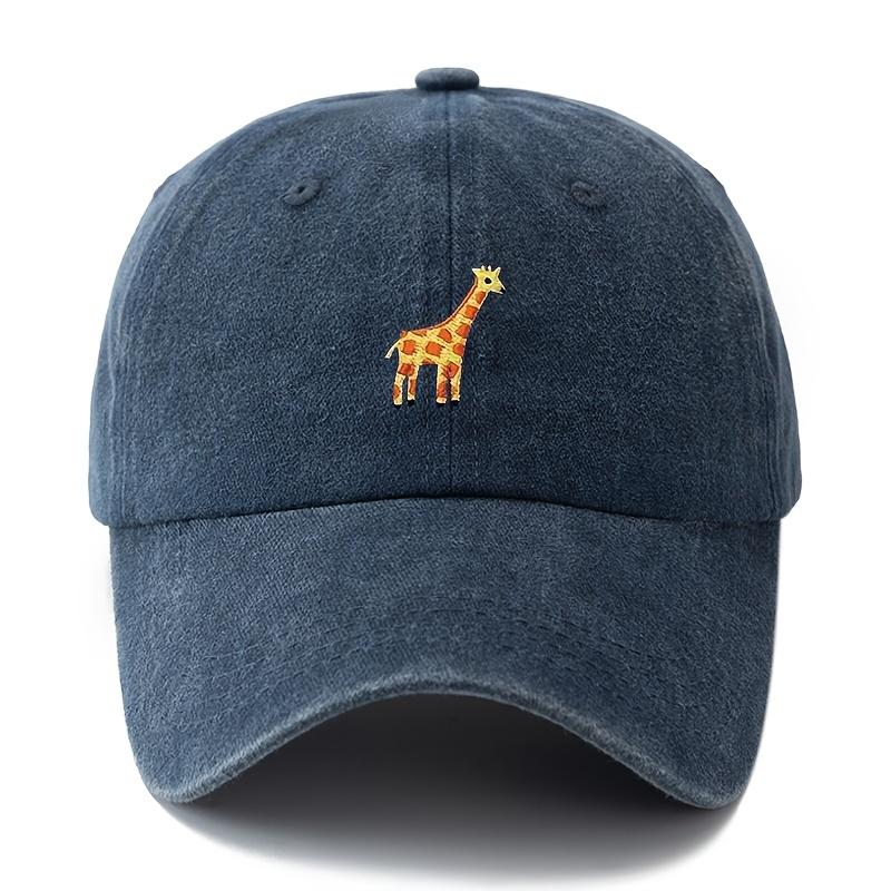 A Unisex Fashionable and Versatile Baseball Cap with Giraffe Featuring a Classic Vintage Washed Outdoor Lightweight Curved Brim