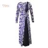 V-O-S WOMEN's WEAR Plus Size Evening Party Medieval Floral Print 3/4 Sleeve Maxi Dress Gown