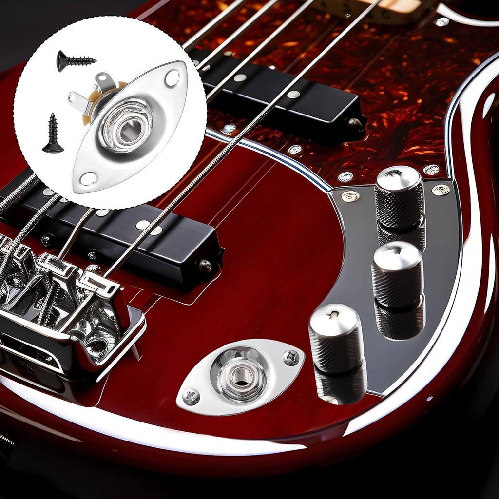 Guitar Output Jack Plate 6.35mm Electric Guitar Input Jack 1/4" Oval Guitar Jack Guitar Jack Plate Output Plug Socket for Mono Electric Guitar