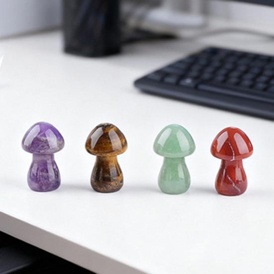 Mini Mushroom Gemstone Sculpture Cute Natural Healing Stone Polished Mushroom Figurine for Home Crafts Flower Pot Decor Gifts for Women Men