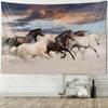 A Tapestry with a Galloping Horse Hangs On the Wall.