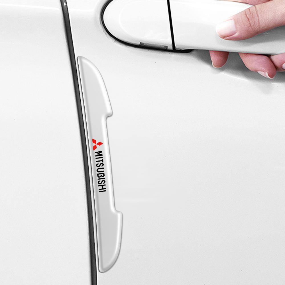 4Pcs Car Door Anti-collision Strip Bumper Logo Stickers For Mitsubishi Eclipse Cross Space Star Mirage G4 Grandis Lancer Carisma