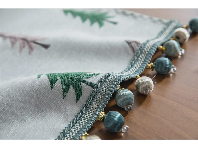Modern Chenille Tassel Christmas Table Runner - Simple, Fresh, Polyester Tablecloth