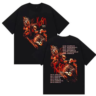 Korn Album z trasy 2026 Koszulka Merch Męska Damska Retro Moda Odzież Bawełniane Koszulki Punk Gotyk Krótki Rękaw Koszulka