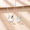 Fashion Light Luxury Dainty 925 Silver Color Diamonds Inlaid Circle Rings Pendant Choker Necklace Gift for Women