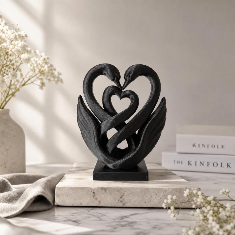 Home Decoration Swan Ornaments 3D Printed Swan Statue Ideal Gift Hollow Heart Models Bedroom