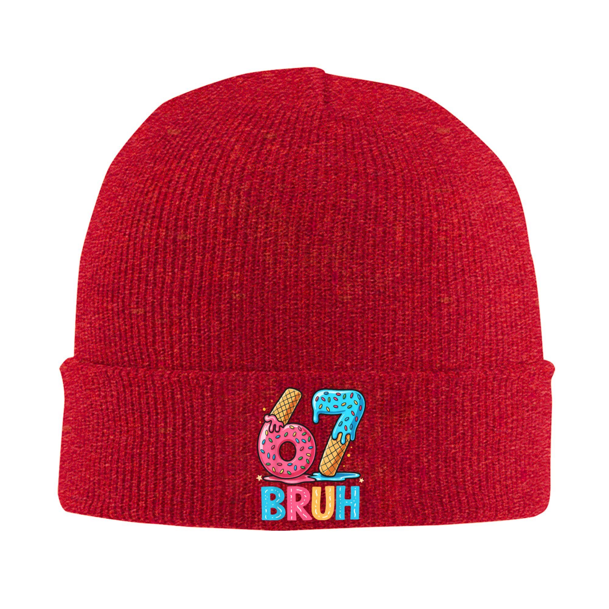 

Six Seven Bruh 67 Ice Cream Drip Knitted Hat Beanie Hats Outdoor Sport Head Wrap Adult Bonnet Hats Autumn Design Street Caps One Size