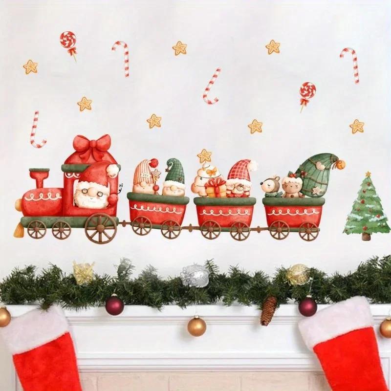 Children Room Wall Stickers 1PCS Christmas Train Holiday Window Ornament Bedroom Living Room Decoration Kid Room Decor Wallpaper