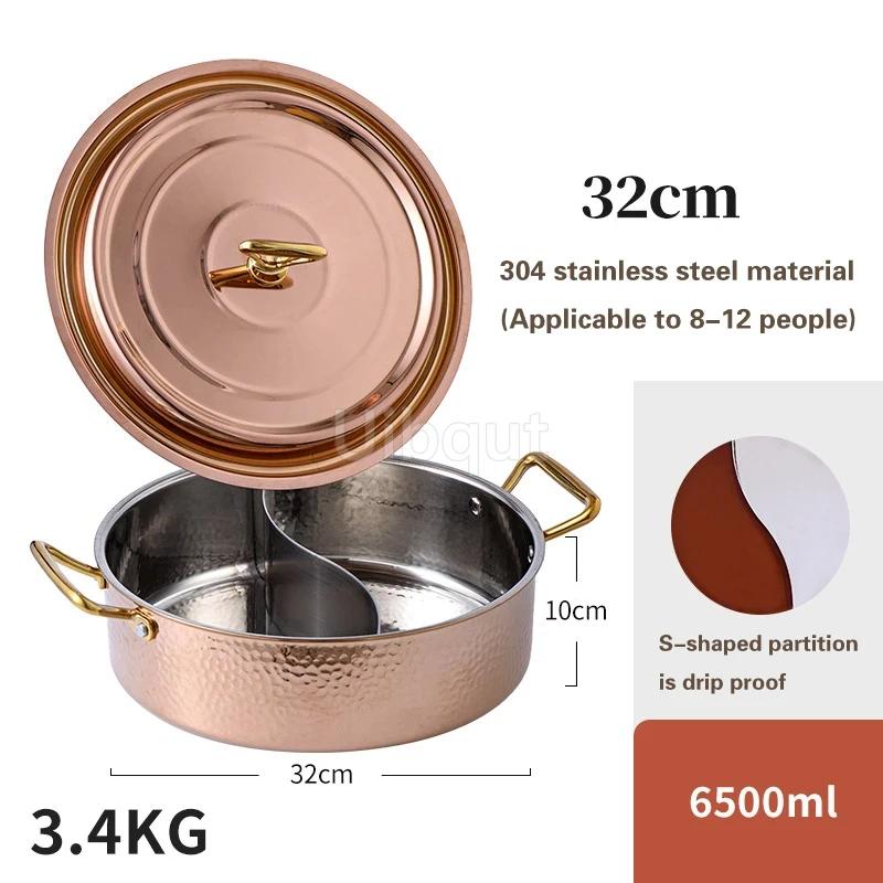 Thickened Golden Hammer Pattern Pot Special Pot for Induction Cooker Hotpot High Grade 304 Stainless Steel Double Flavor Hot Pot