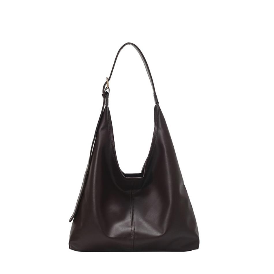 New Trendy Casual Soft PU Women's Handbags Solid Color Large Capacity Female Shoulder Bag Retro Tote Bag for Commute Shopping