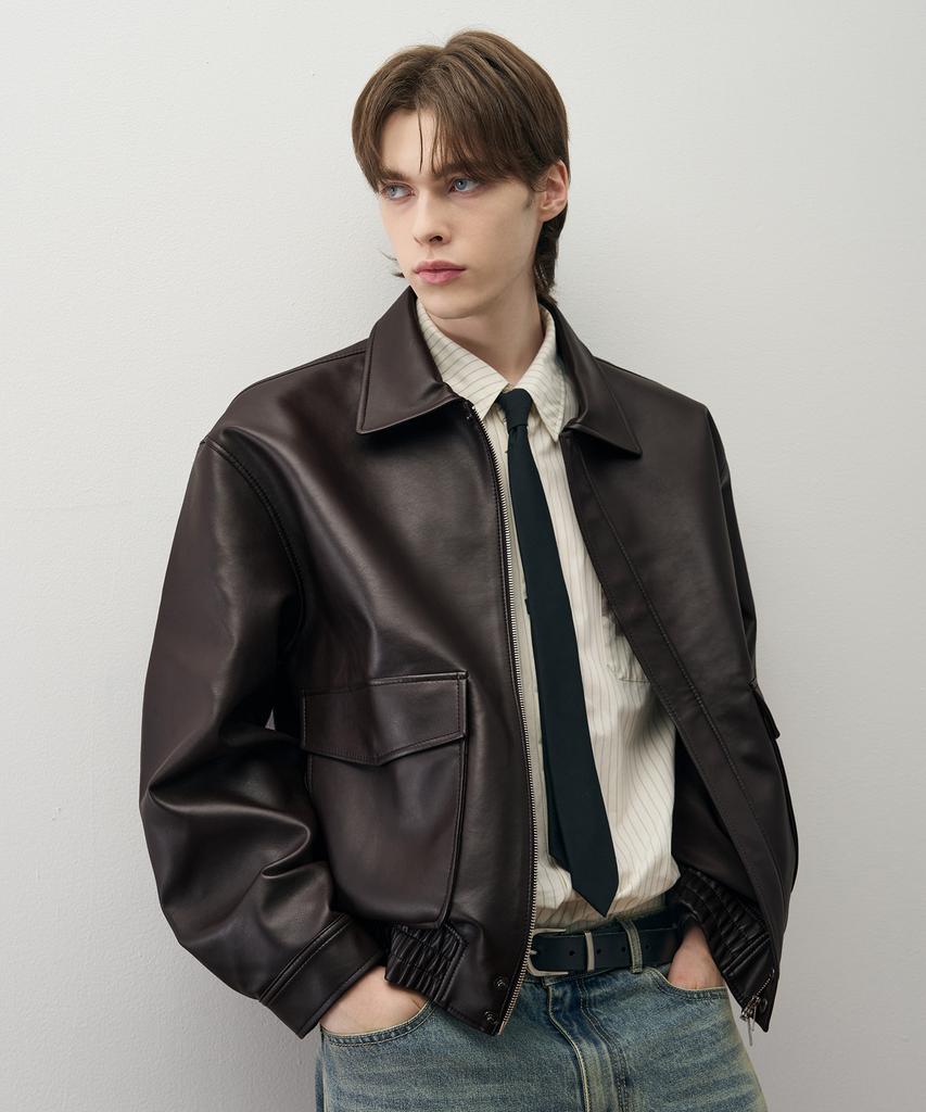 Draw Fit A-2 Leather Blouson Jacket [Brown]