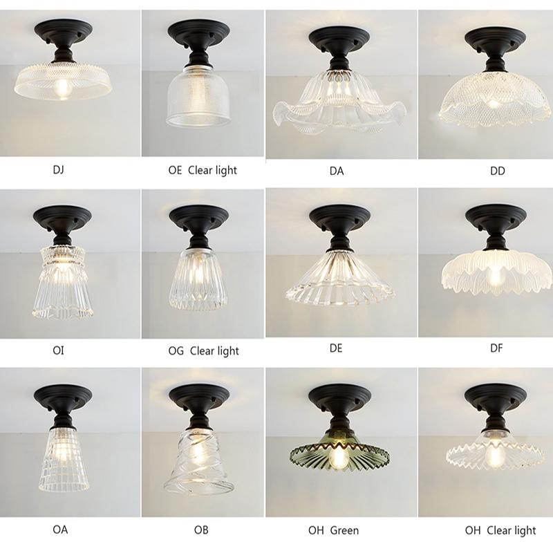 American Retro Ceiling Light Single Head Glass Cover Aisle Lighting Bedroom Corridor Staircase Balcony Creative Decor Lamp