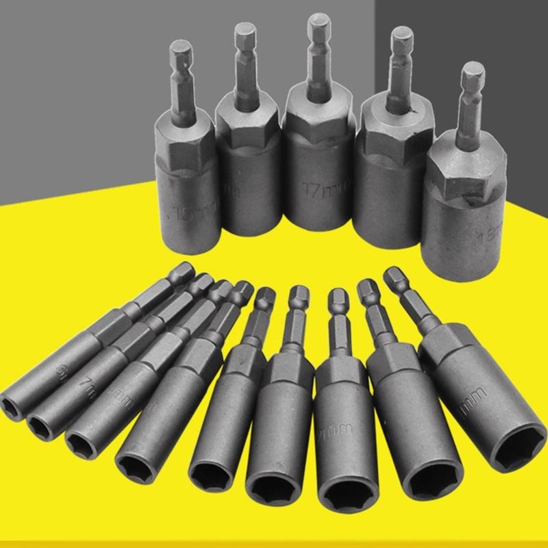 Impact Socket 1/4Inch Metric Deep Impact Wrench Hex Socket Head Converters For Wrench Adapter Socket Hand Tool 6-19mm