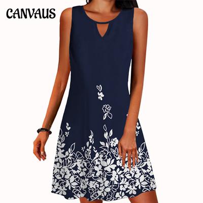 Summer Women's Skirt Loose Print Long Sleeve Design Sense Floral Sleeveless Dress