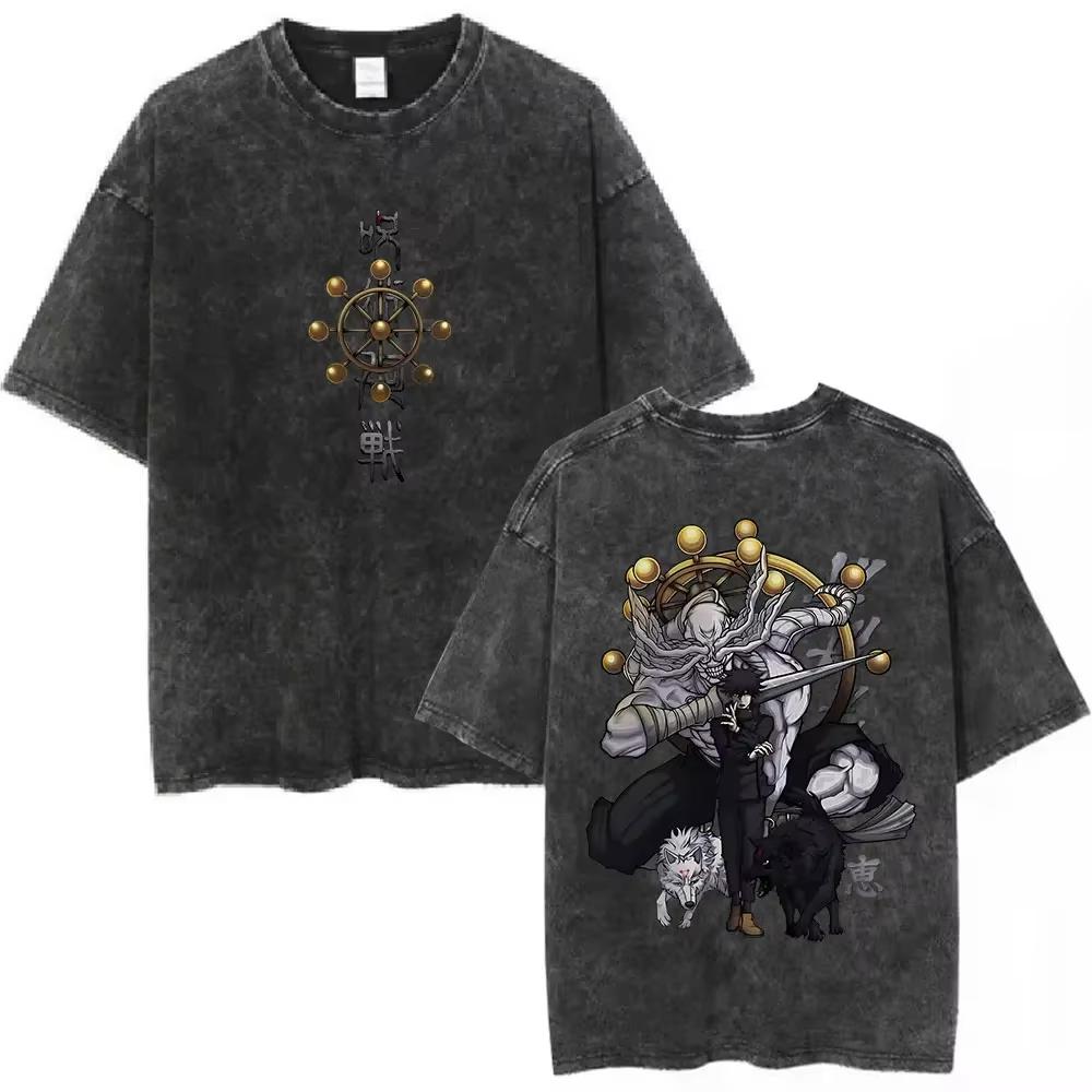 2026 Jujutsu Graphic Vintage Washed T shirts Men Women Short Sleeve T Shirt Fashion Casual Cotton Tees