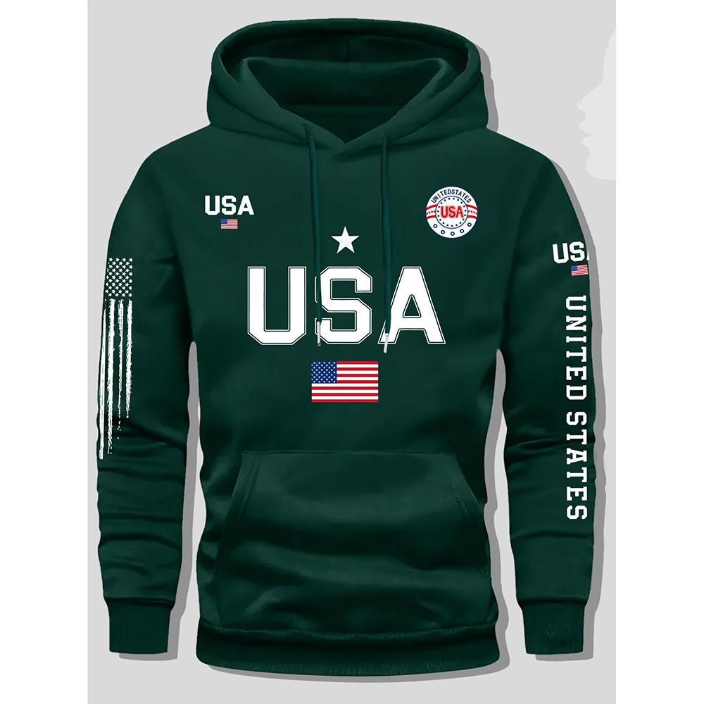 Popular Autumn and Winter New Sweater USA3d Digital Printing Simple Letter Hoodie Sports and Leisure