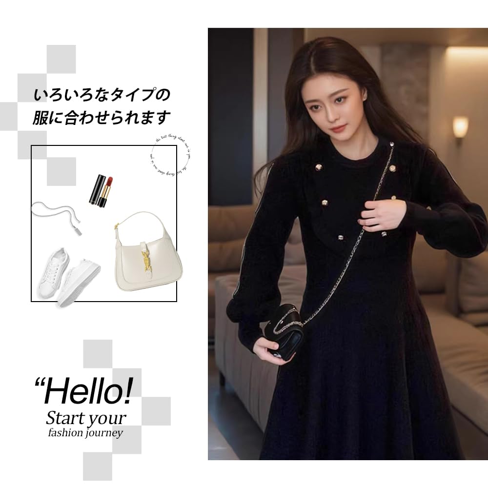 PHOLEEY Knit Long Midi Cute and Mature Women's Dress, Sleeve, Length, Autumn/Winter,