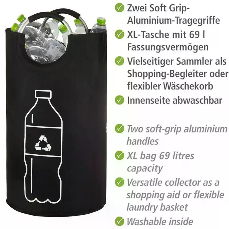 82L Empty Bottle Storage Basket Folding Kitchen Wastewater Bottle Collector Bag With Aluminum Handle Large Capacity Bin